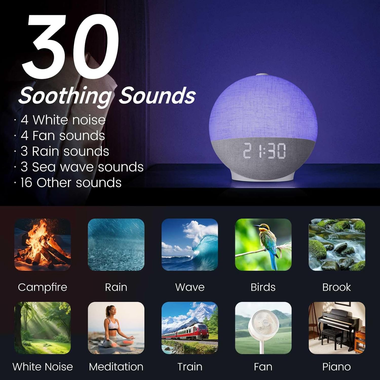 Sunrise Alarm Clock White Nois - White Noise Machine Sleep 评论和价格